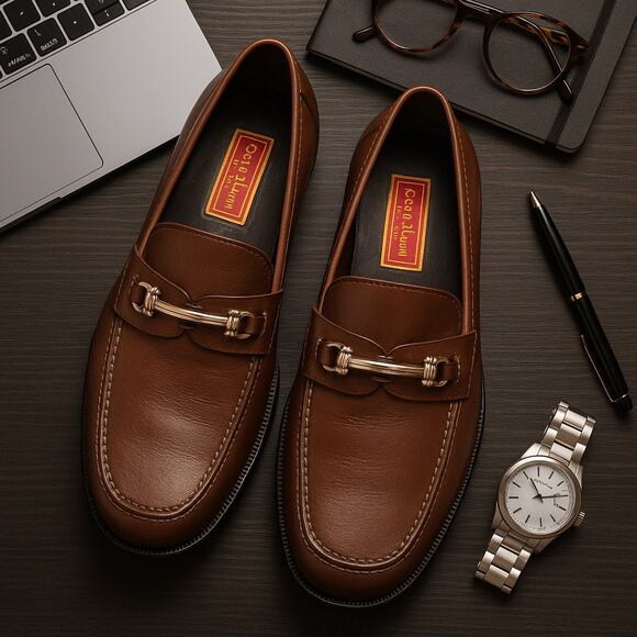 Cole Haan Brown Leather Bit Loafers Men’s Classic Dress Shoes - Picture 1 of 7